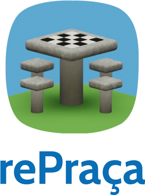 Logo do projeto rePraça, com ícone do app exibindo uma mesa de praça