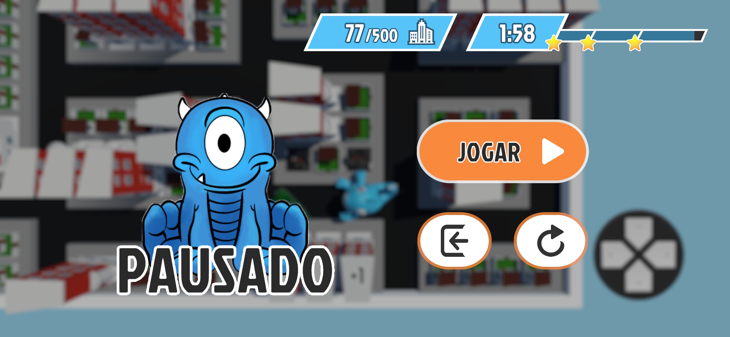 A key design choice for the UI was to keep the main character, MAQ-11, present in the menus. This reinforces the character's personality, which isn't always visible from the top-down perspective during gameplay.