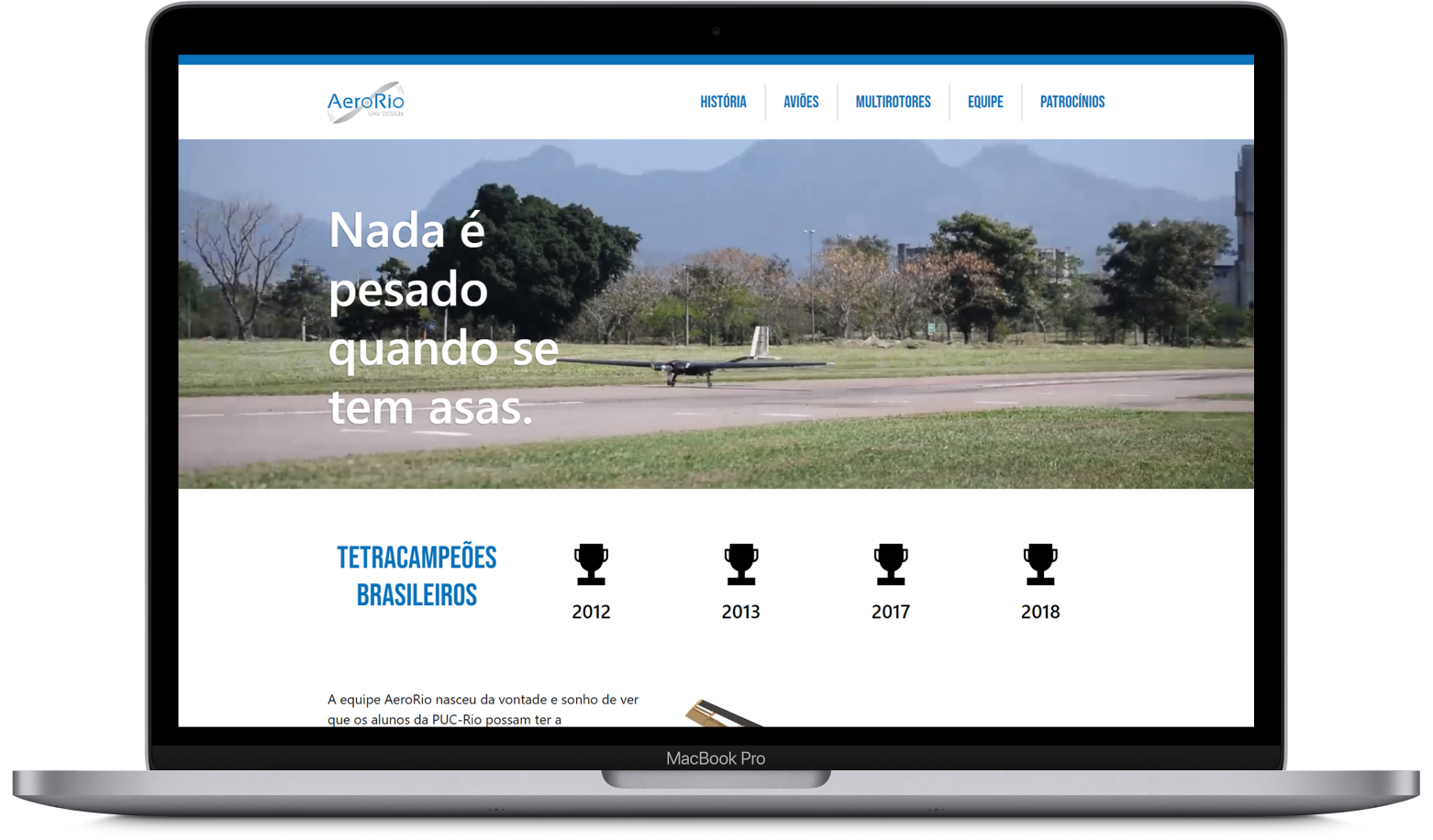 Computer showing AeroRio's website first page