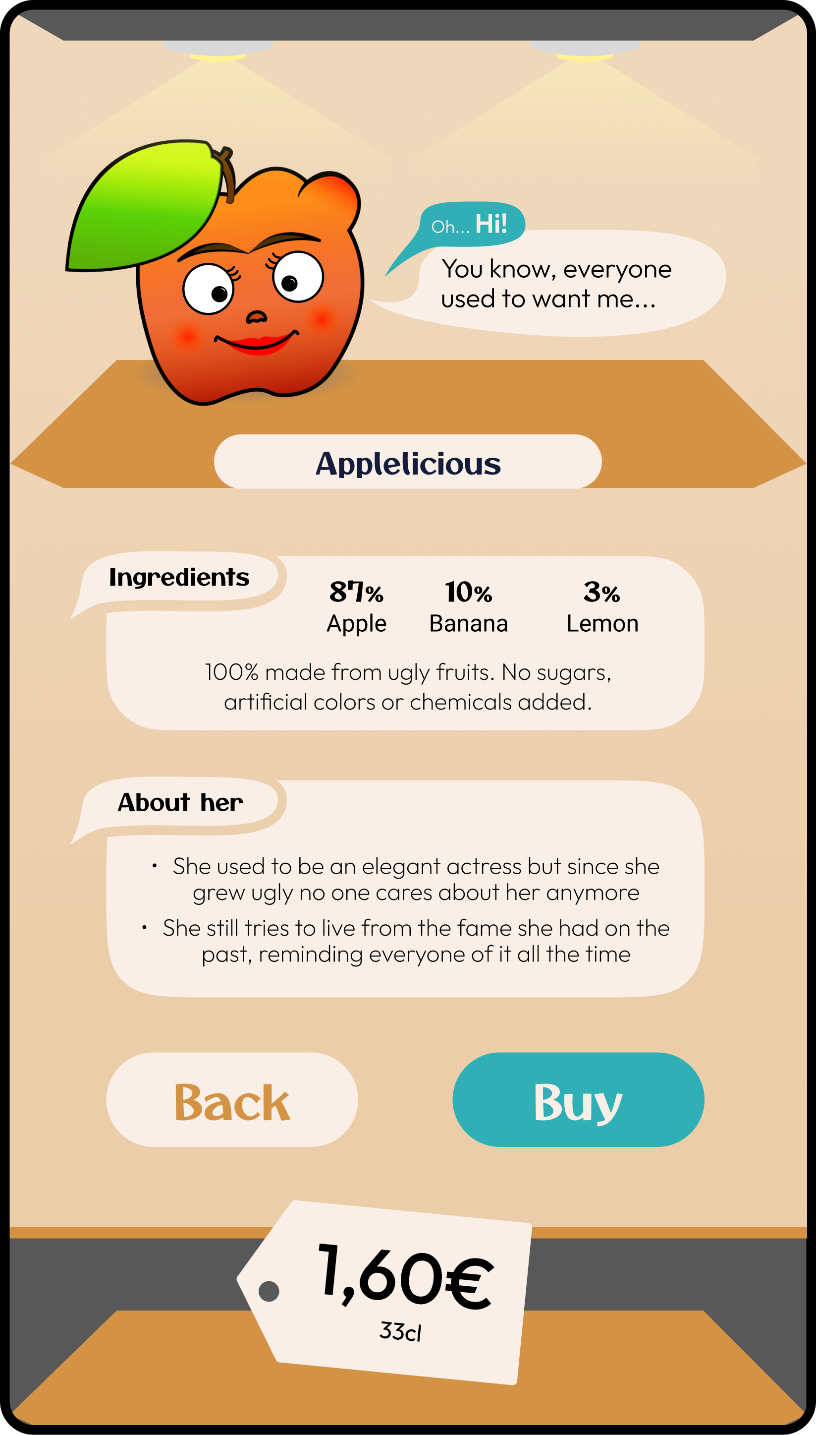 Machine on the apple smoothie details page