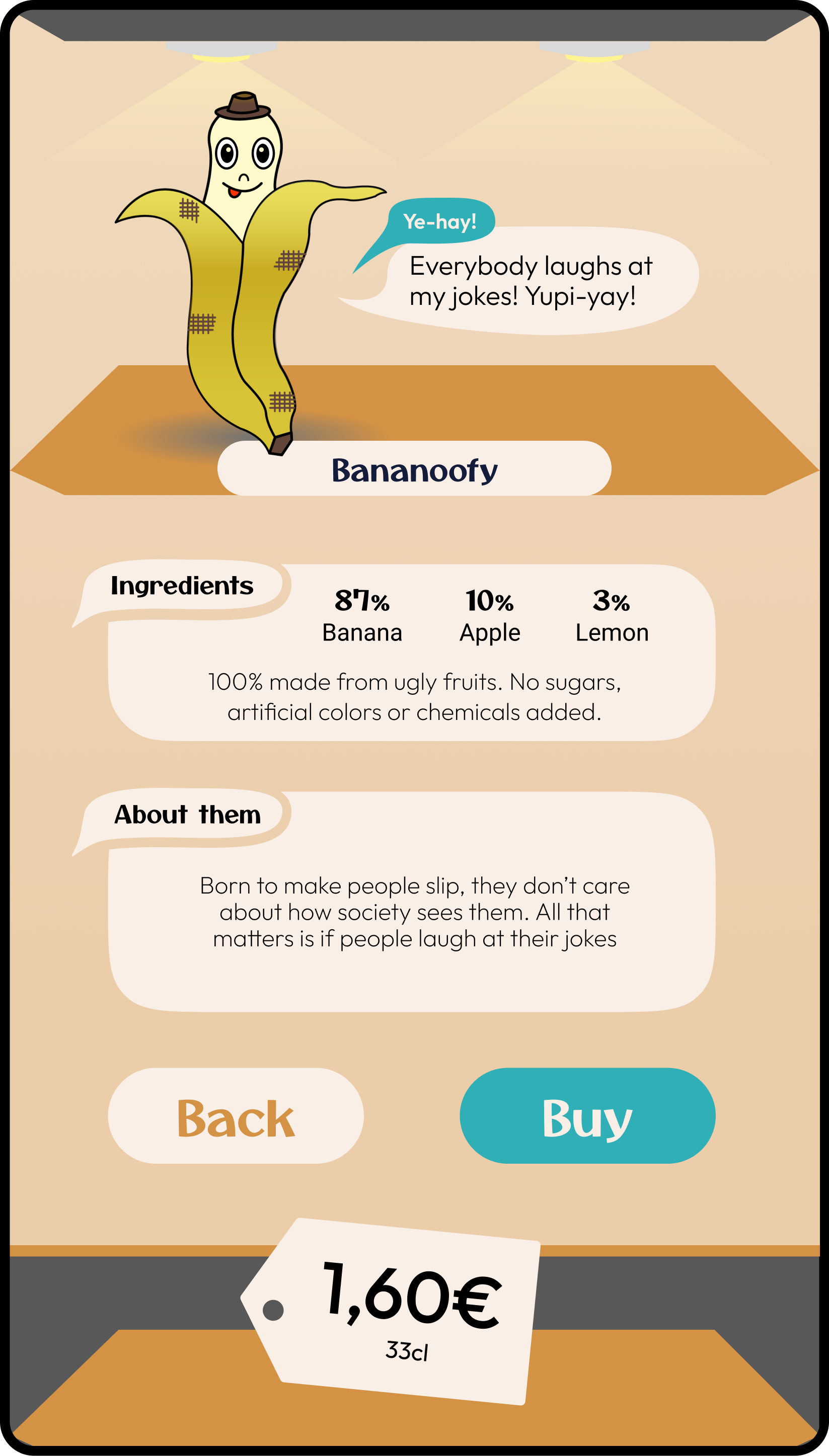 Machine on the banana smoothie details page