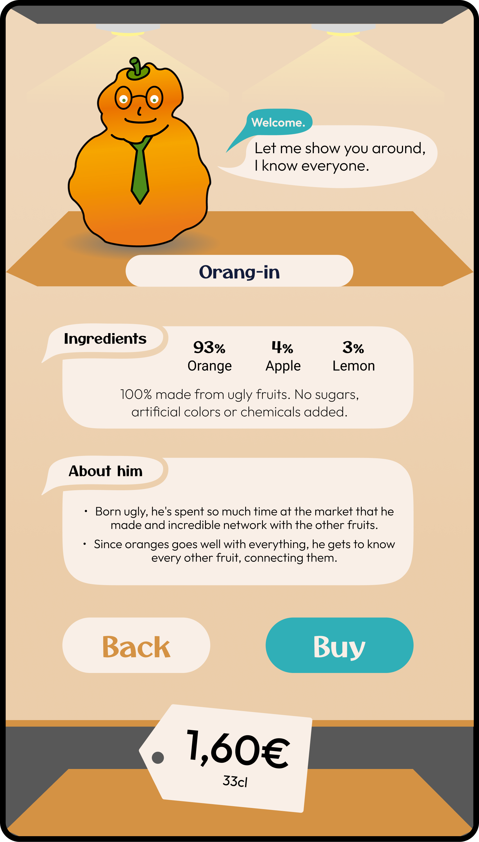 Machine on the orange smoothie details page
