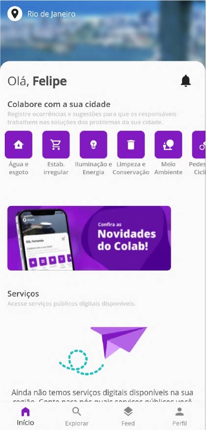 Interface do aplicativo 1746