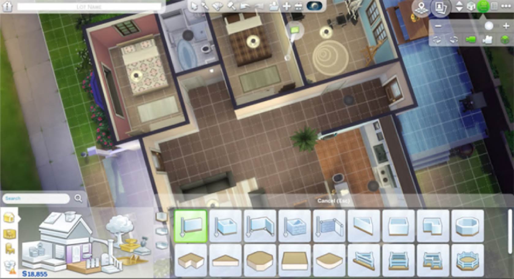 Tela de edição de casas em The Sims